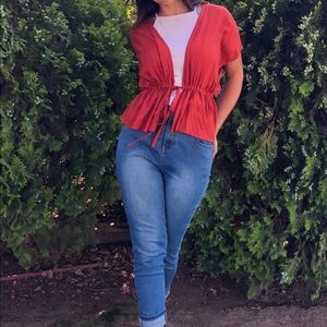 Forever 21 Burnt Orange Tie Flowy Top